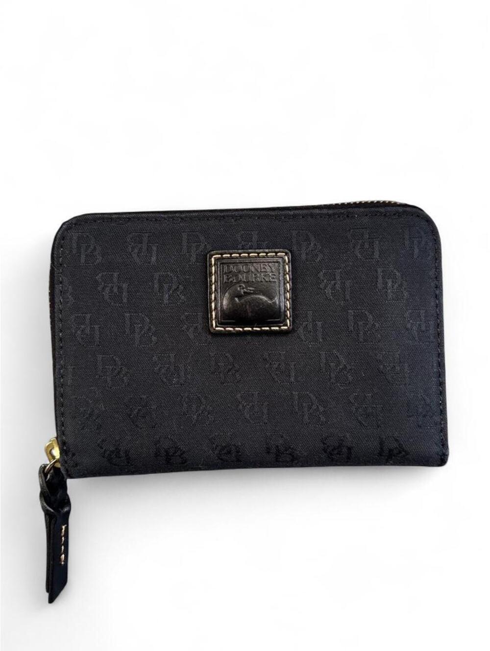 Vintage Y2K Dooney & Bourke Black DB Monogram Zip Wallet